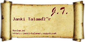 Janki Talamér névjegykártya